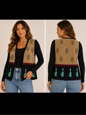 Michele Laidier Southwestern Desert Art Boho Western Knit Vest